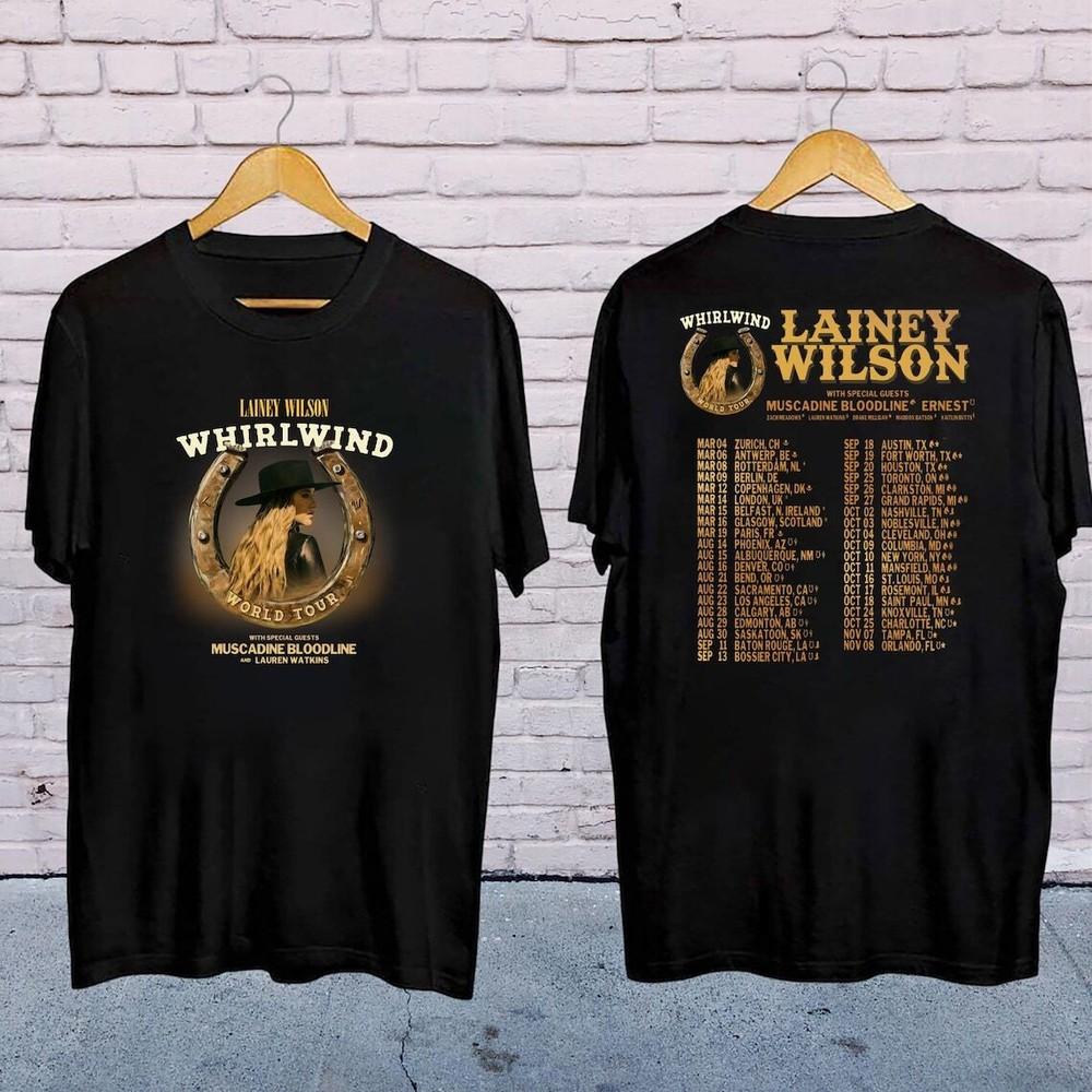 Lainey Wilson Whirlwind World Tour 2025 Shirt, Lainey Wilson 2025 Concert Merch Unisex T-Shirt XXXL