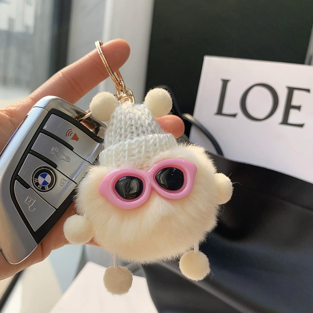 Real Rex Rabbit Hair Coal Ball Elf Ins Internet Celebrity Cute Bag Pendant Plush Doll Car Keychain Pendant