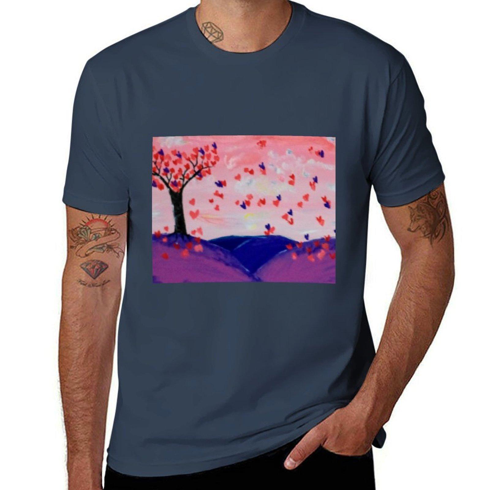 Футболка Tree of Love напечатанные футболки для мужчины футболка для мужчины 100 процентов хлопок смешные футболки черный юмор футболка S