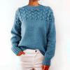 Damen Pullover mit Zopfmuster, hohem Kragen und langen Ärmeln