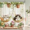 Cartoon Cute Cats And Dogs Fabric Shower Curtain Bathroom Curtain,Bathing Animal Style Home Decoration Curtain With Hooks