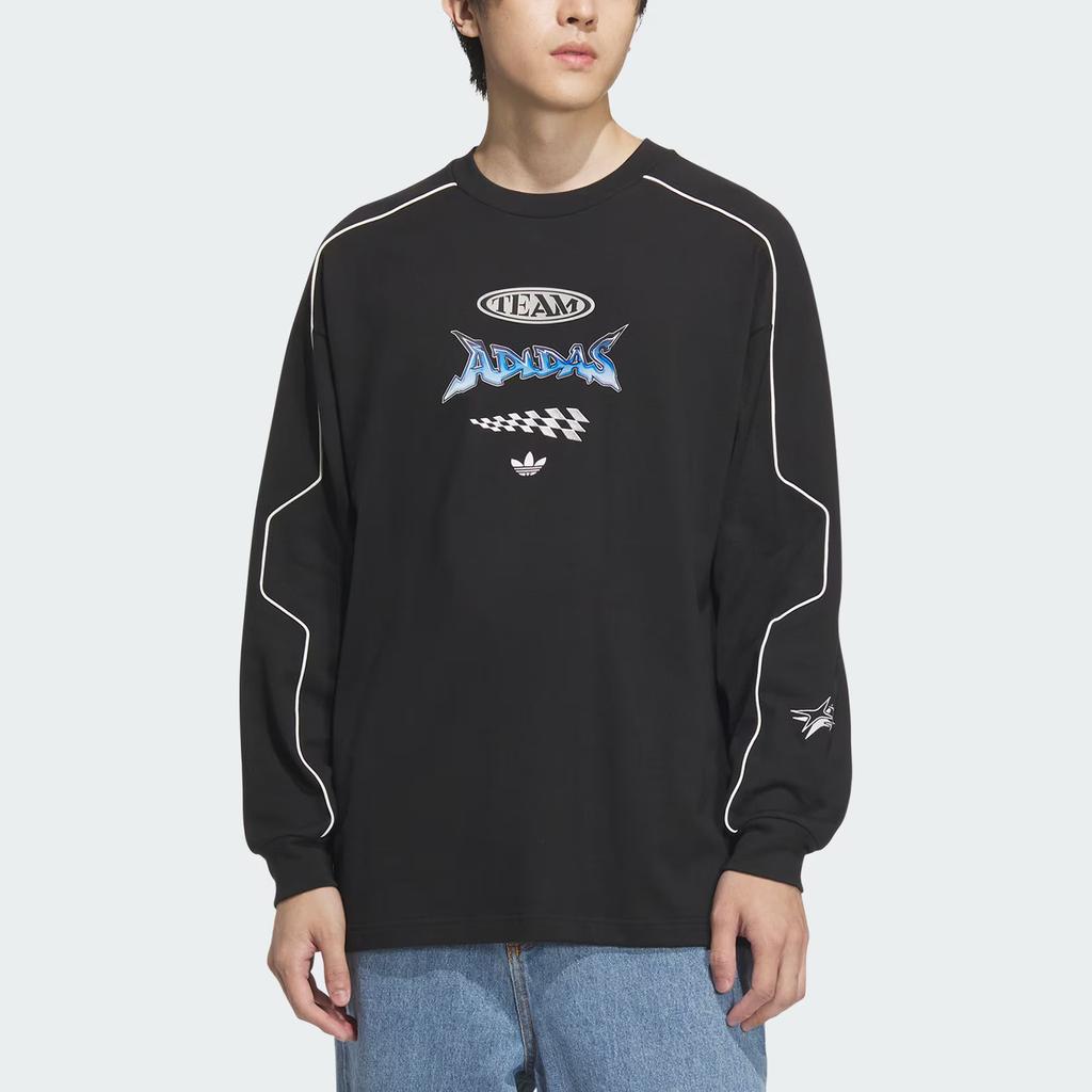 Adidas Originals Ss25 Rundhals Locker Geschnitten Langarm T-Shirt Unisex Oberteile Schwarz JM8037