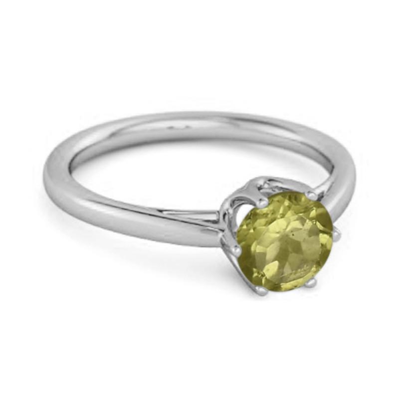 Peridot Minimalist Solitaire Ring - Sterling SIlver