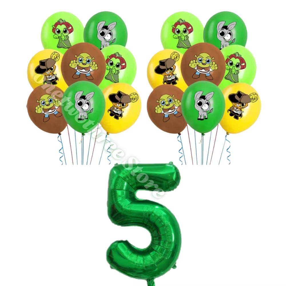 Monster Shrek Birthday Party Decoration Prince Donkey Green Princess Balloons Cup Plate For Kids Baby Shower Party Favor Gifts