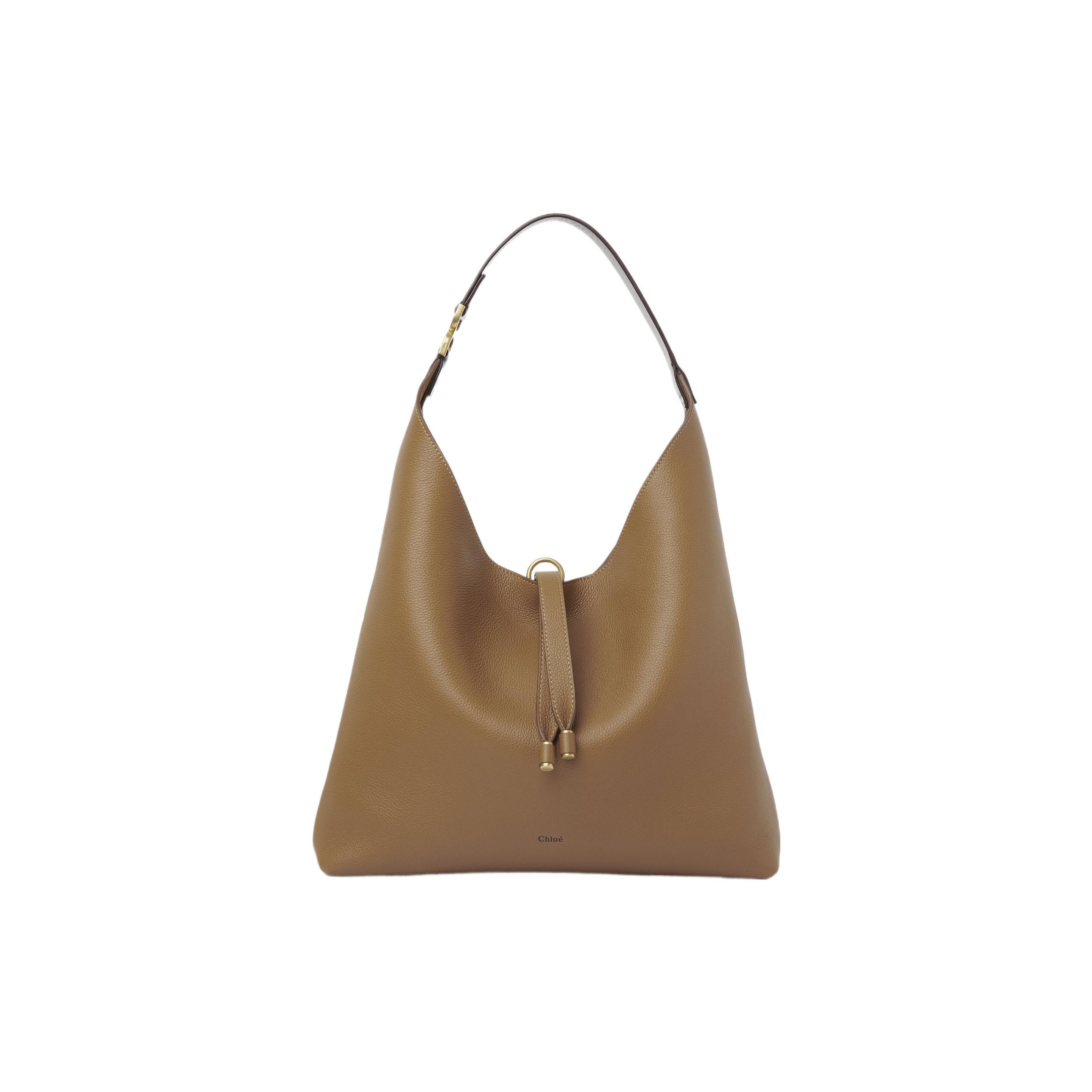 

Chloe Marcie Letter Logo Tassel Closure Grainy Calfskin Hobo Bag Women Handbags Ceramic-Brown CHC24-SS630I31-207 Basic Set (Bag+Dust Bag)