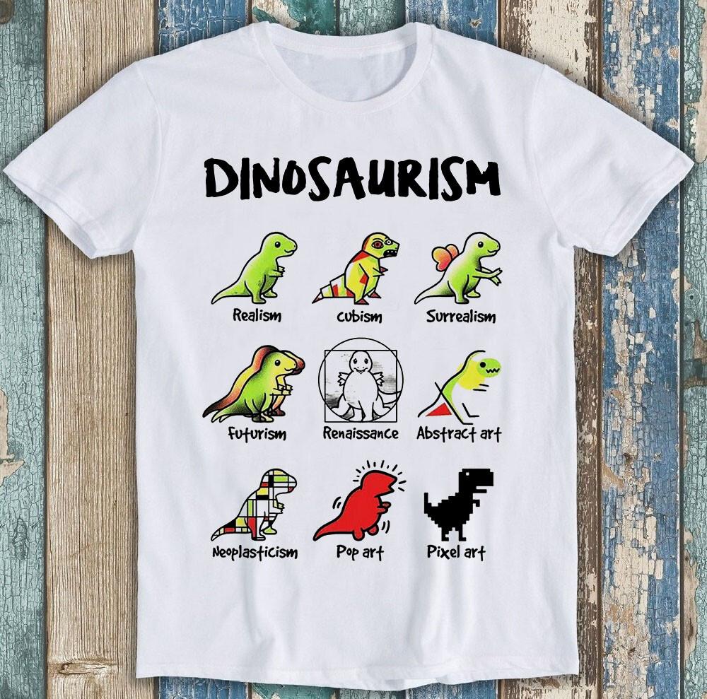 Dinosaurs Cartoon Art Dinosaurism Realism Funny Gift Tee T Shirt M1746