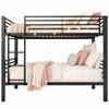 Metal Bunk Bed 90x200 Cm, Load Capacity Up To 350kg (150/200kg), Convertible To 2 Single Beds, Noise-free, Slatted Frame, Ladder Left/right, Black
