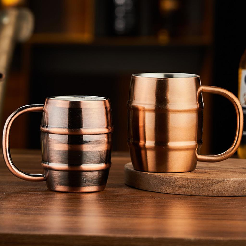 Beer Mug Double Wall Beer Mug Stainless Steel Beer Mug Double Layer Insulation Multipurpose  Ergonomic Milk Tea Mug for Home