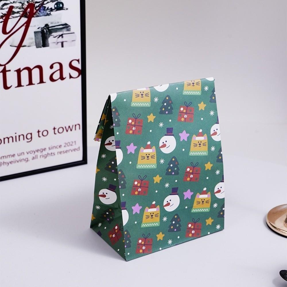 10pcs Kraft Paper Christmas Cookie Bag Gift Wrapping Biscuit Bags New Gift Favor Bags  Party Decor