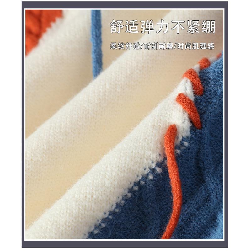 Loose Fit Japanese Style Color Block Thick Knit Sweater Unisex