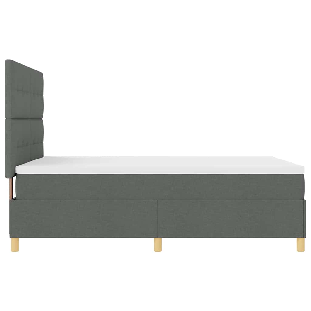 LED Box Spring Bed with Mattress Dark Gray 140 x 190 cm Fabric