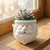 Small Item Storage Holder Cute Santa Claus Resin Flowerpot, Decorative Christmas Desktop Creative Craft Planter, Hand Painted Container for