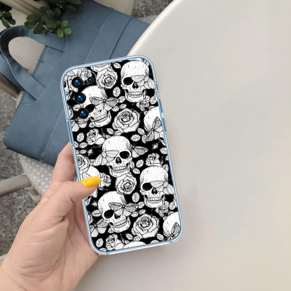 FM46 Skeleton Skull Soft Shell Transparent Phone Case for Motorola Moto G7 G8 G9 G84 G85 G73 G24 G15 Z2 Play Power Plus