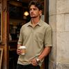 Men T-shirt with Buttons Golf Shirt Short Sleeve Collared T-Shirt Summer Tee