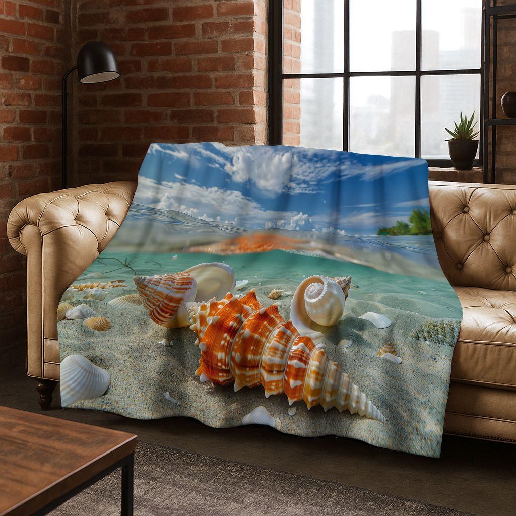 Traum Seestern Muschel Tropischer Strand Seestern Kunst Flanell Decke, Gemütliche Weiche Überwurfdecke für Zuhause Schlafzimmer Bett Sofa Abdeckung Geschenk