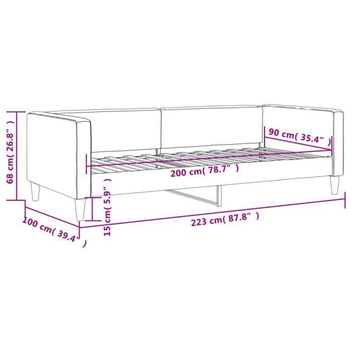 VidaXL Lit de repos gris clair 90x200 cm Tissu 353983