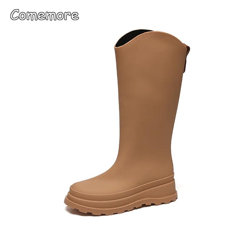 Fashion Comemore Tall Non-slip Rain Shoes Adult Women's Rain Boots Outside Rubber Long Water Shoe Fishing Water Boot Camping Platform 41