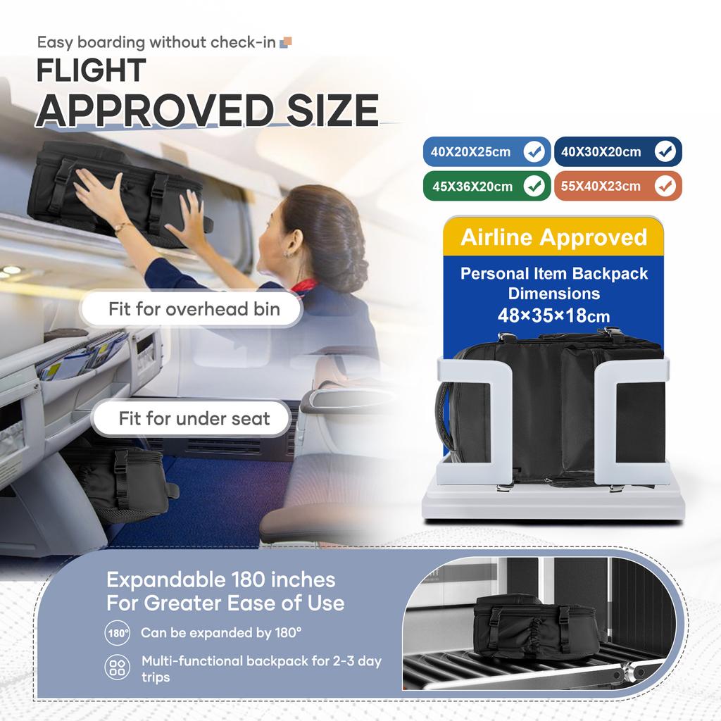 Reise Rucksack Airbag 43x29x15 Kabinentasche Flugzeug, Ryanair 40x25x20 Elektrischer Luft Vakuum Rucksack Handgepäck, Langlebiger Rucksack