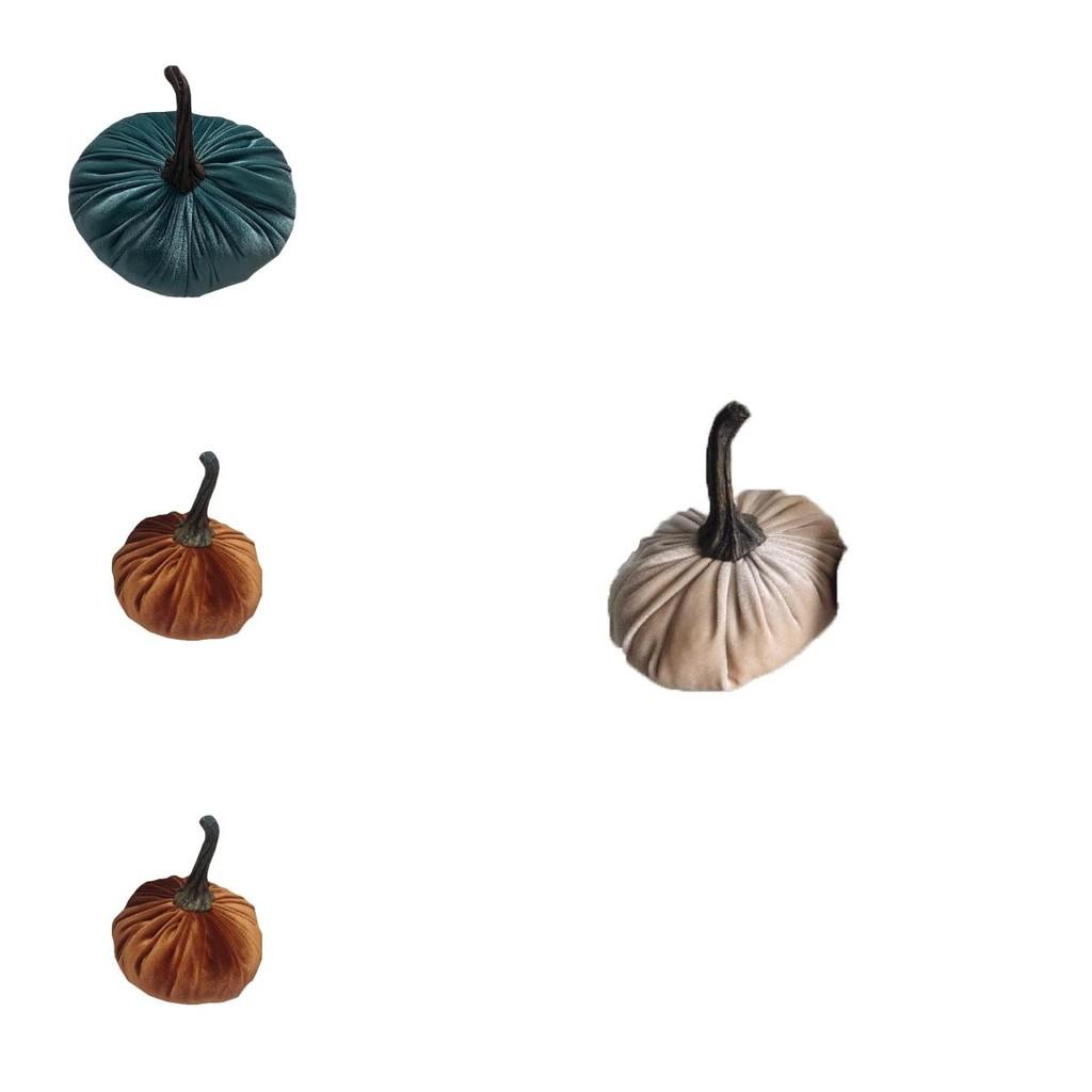 Luxurious Blue Velvet Pumpkin Plush Throw Pillows For Elegant Halloween Decor