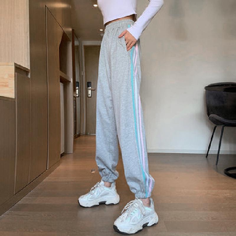 Women's Black Nine-Point Jogger Pants: Loose, Wide-Leg Design for Summer, Spring, and Autumn