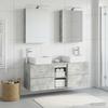 5 Piece Bathroom Furniture Set Concrete Grey Engineered Wood and Glass