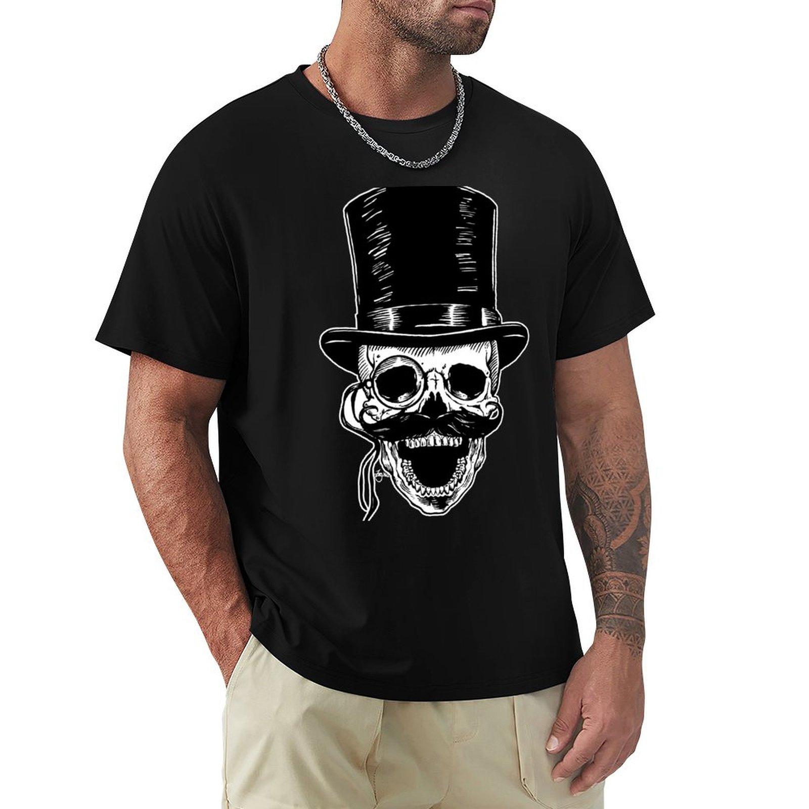 

Victorian Skull with Monocle TShirt custom tshirts heavyweights graphics black t shirts for men 4XL
