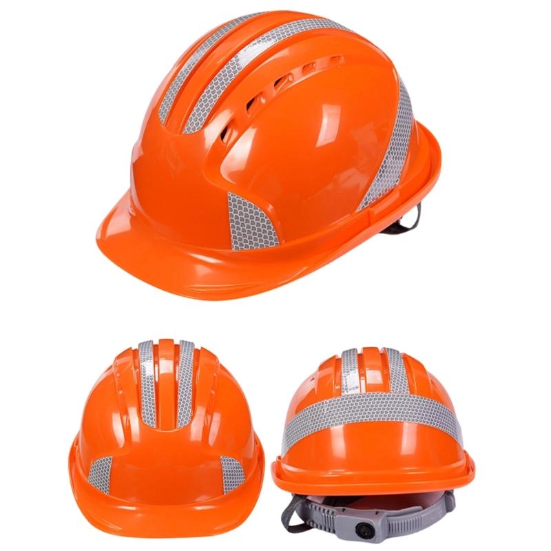 Reflective Safety Hard Hat With Adjustable Strap For Construction Workers And Night Cyclists Practical ABS Plastic