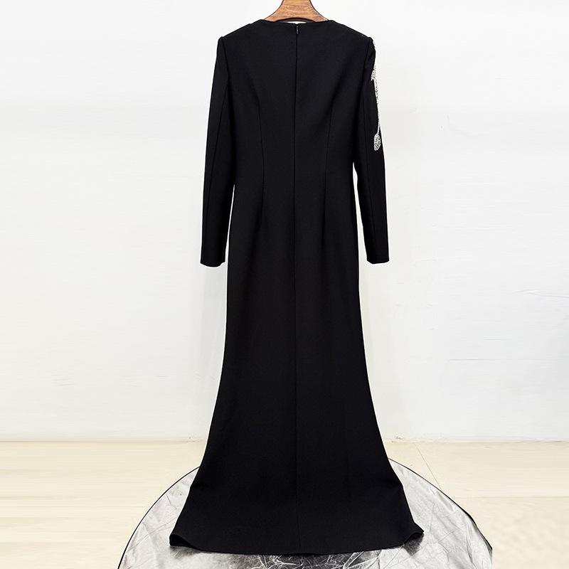 In Stock 2026 Celebrity Fashion Evening Gown: Heavy Embroidery & Rhinestone Long Dress