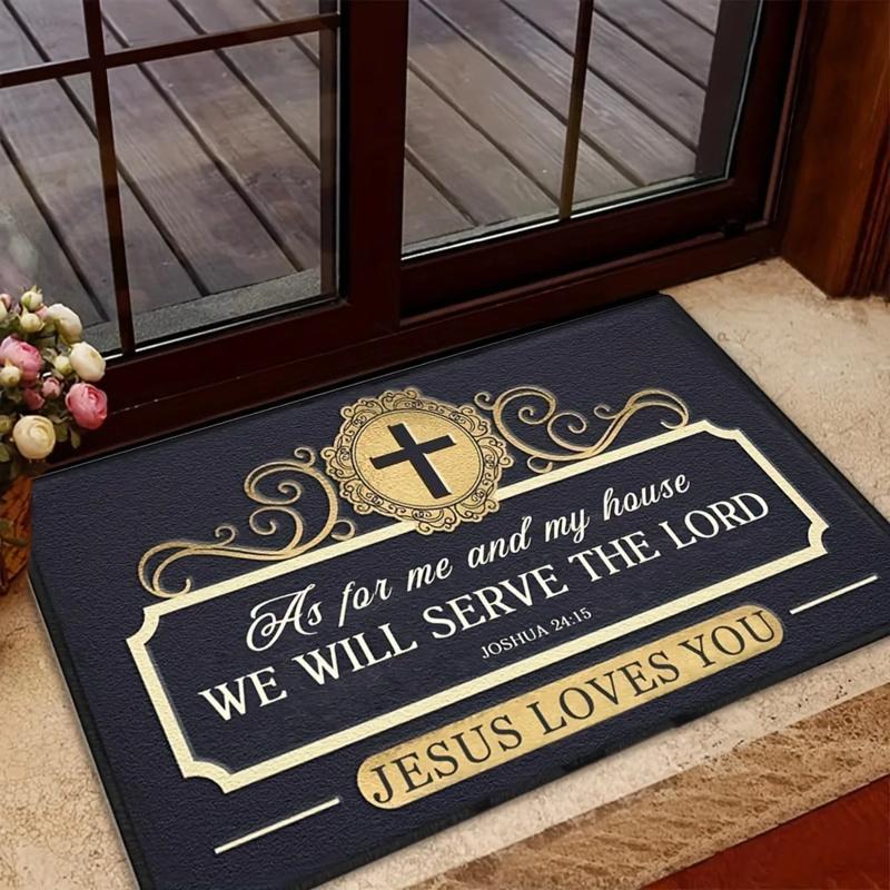 VIKAMA Jesus Religion Theme Entrance Carpet Anti Slip and Wear Resistant Machine Washable Living Room Bedroom Decorative Carpet