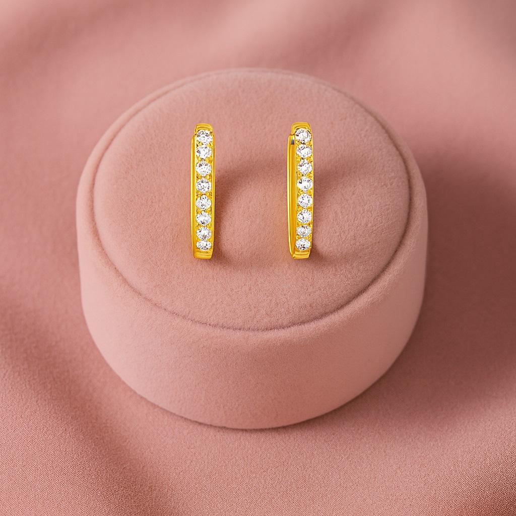 Classic Pave Huggie Hoop Earrings - 925 Sterling Silver Gold Plated