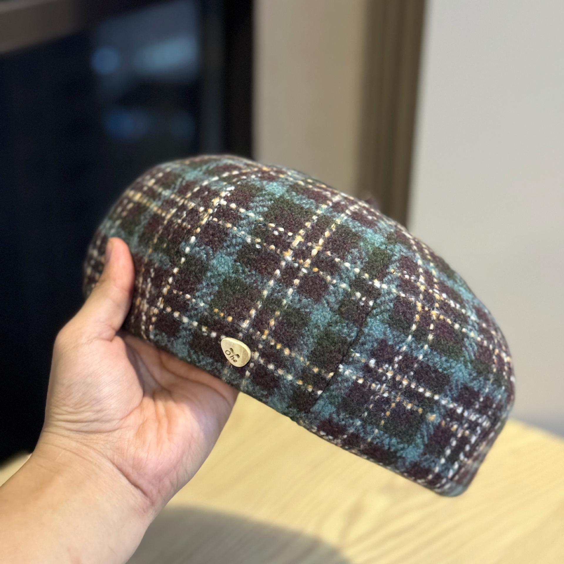 Новая модная ретро-беретка в клетку для женщин, подчеркивающая лицо, универсальная ретро-беретка, шляпа художника, тренд adjustable