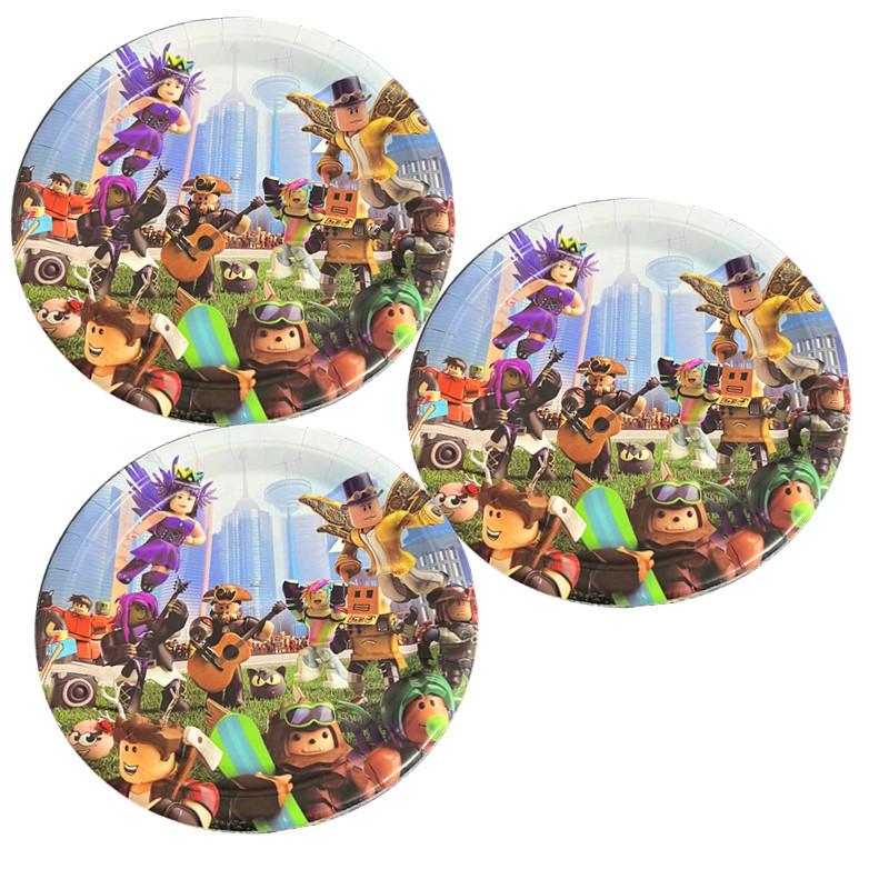Roblox Sandbox Game Theme Birthday Party Decoration Set Latex Balloons Banner Cake Toppers Party Tableware For Kids Celebration