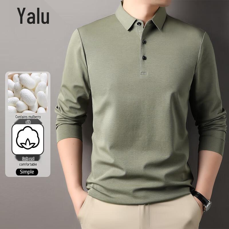 Tricou Polo cu Mânecă Lungă Yalu pentru Bărbați, Amestec de Mătase de Dud