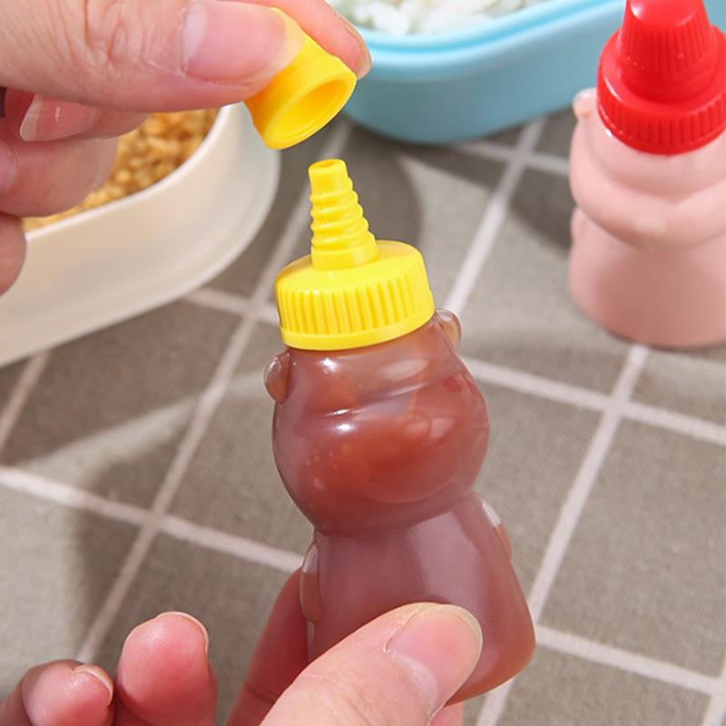 1/2/4Pcs Mini Sauce Box Squeeze Bottle Cartoon Cute Pattern Tomato Honey Condiment Container For Kids Lunch Box Accessories