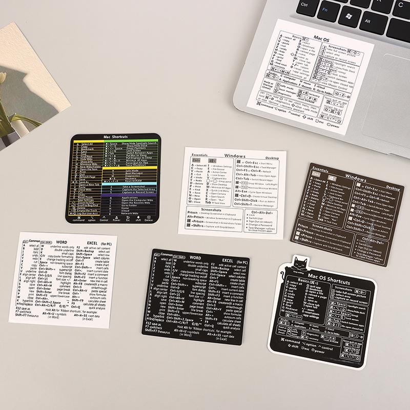 10Pcs Keyboard Shortcut Stickers Letter Graphic Laptop Protective Stickers Tools