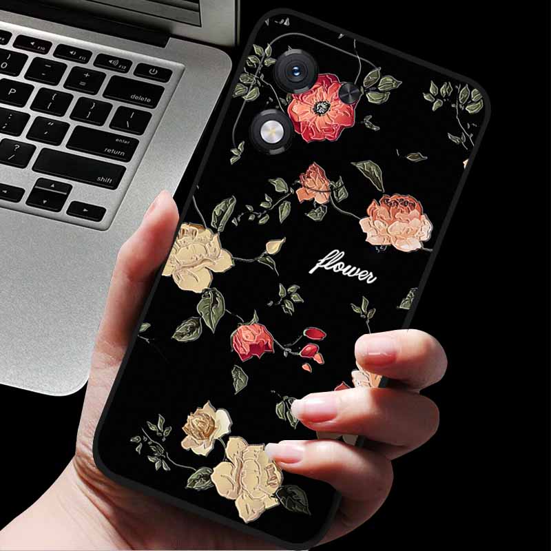For Honor X70i 5G ABR-AN00 3D Relief Flower Emboss Soft Silicone Back Cover For Honor X70i X70i 5G Relief Emboss Case Honor X70i