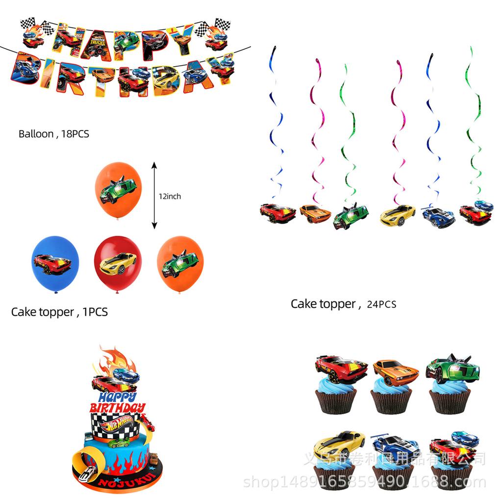 Hot Wheels Hot Wheels Theme Party Supplies Birthday Decorations Tableware Supplies Banner Tissue Tablecloth