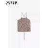 Zaprha 2025 New Arrival Pure Desire Sexy Stylish Fluffy Texture Sling Tops Silm Slim Looking 3920308