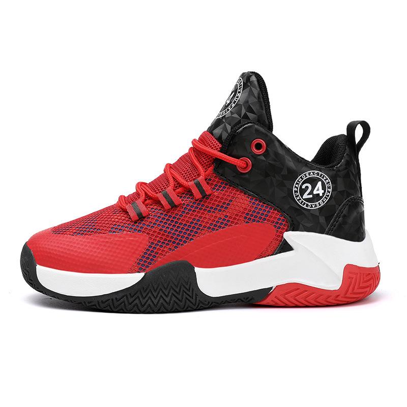 

2025 popular four seasons children s mesh basketball shoes men s middle-aged and older children s actual combat boots high-top shoes shock-absorbing s 40
