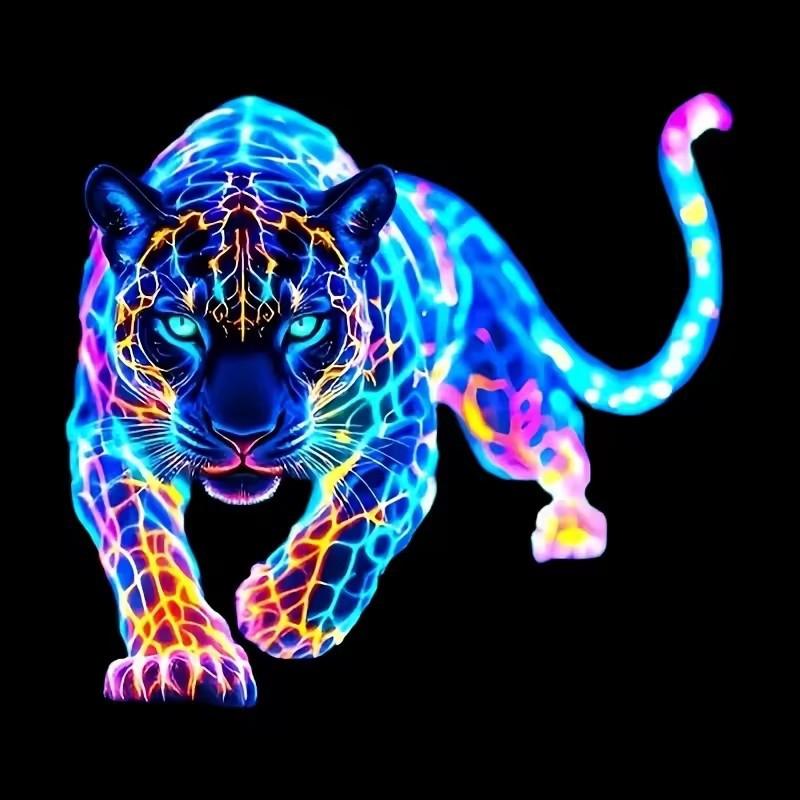 Vibrant Neon Leopard Motorcycle Decals Waterproof Sunproof Stickers for Scooter Fuel Tank Laptop Car Window DIY Decor
