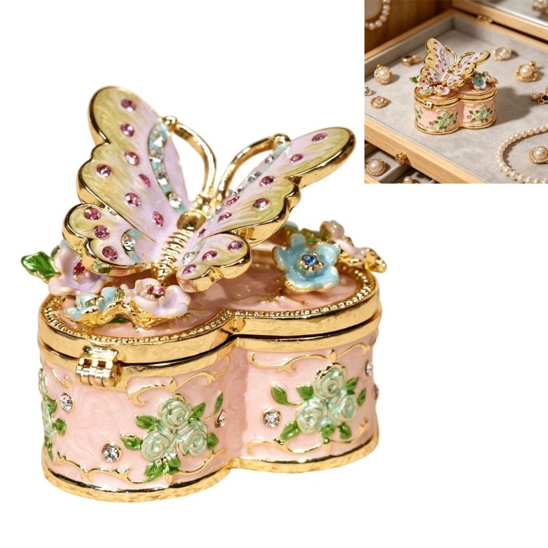 Butterfly Shape Jewelry Box Jewelry Holder Stylish Jewelry Organizers Alloy Texture for Home Decors and Daily Use