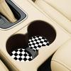 Black Checkerboard Ceramic Car Coasters – Absorbent Car Cup Holder Coaster Set for Women & Men, Cool Aesthetic Car Accessories, 2 Pack