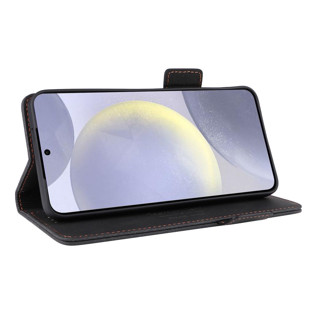 For Samsung Galaxy S25 Case Leather Wallet Flip Phone Cover with Hardware Decor