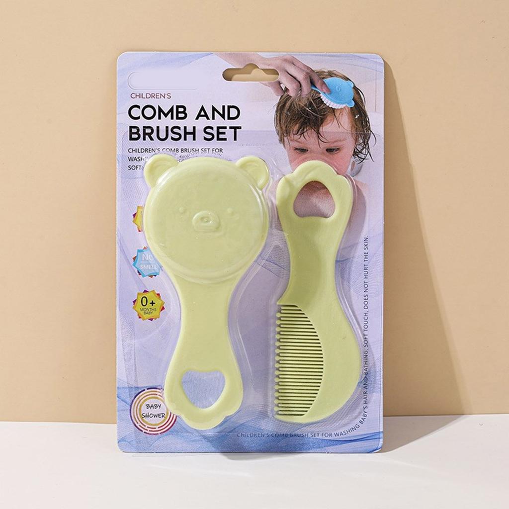 Infant Comb Kit with Hairbrush for Delicate Skin Feature Adorable Bear Pattern New Parents Essential Hair Care Supplies