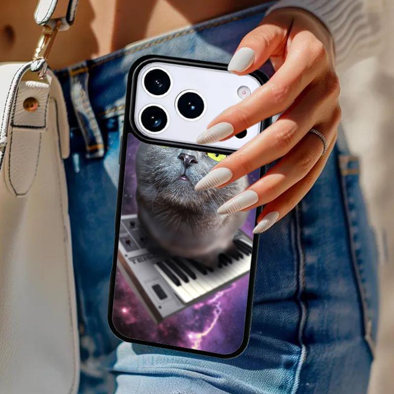 Synth Synthesizer Katzenmuster Handyhülle Für iPhone 17 Air 14 15 13 12 Max Hülle Für Apple 16e 11 Pro Max Plus Coque
