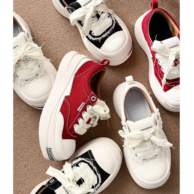 Mickey Men's Height-Boost Thick Sole Casual Canvas Skate Shoes 2025 - Trendy, Versatile High Street Sneakers for Couples.