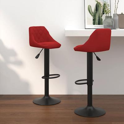 Vidaxl Bar Stools, 2 Pcs., Wine Red, Upholstered In Velvet