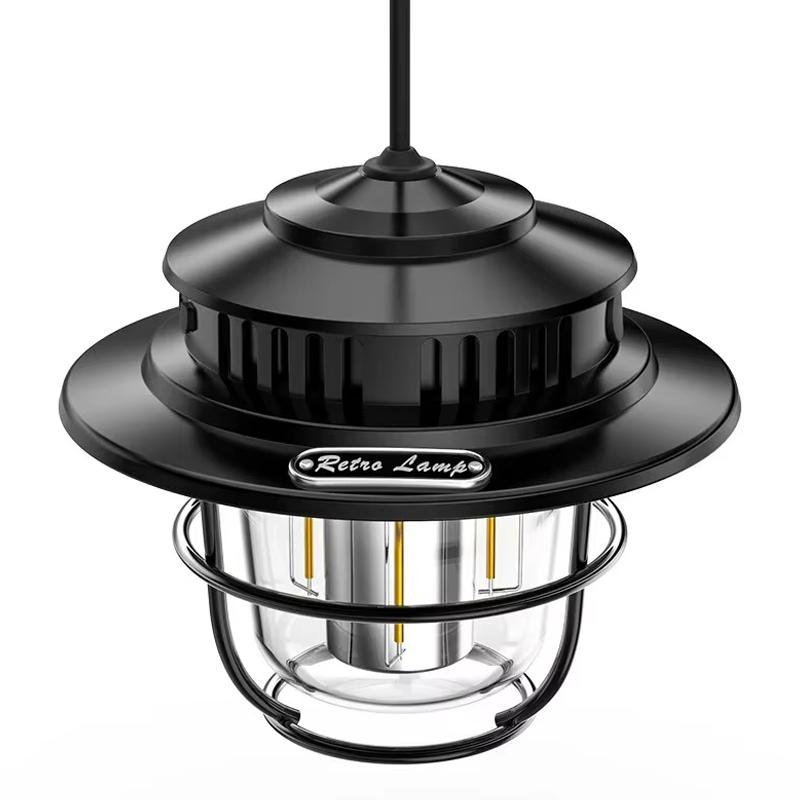 Retro Portable Camping Lantern Waterproof Emergency Light Dimmable Multiple color temperatures Hanging Tent Lamp for Outdoor