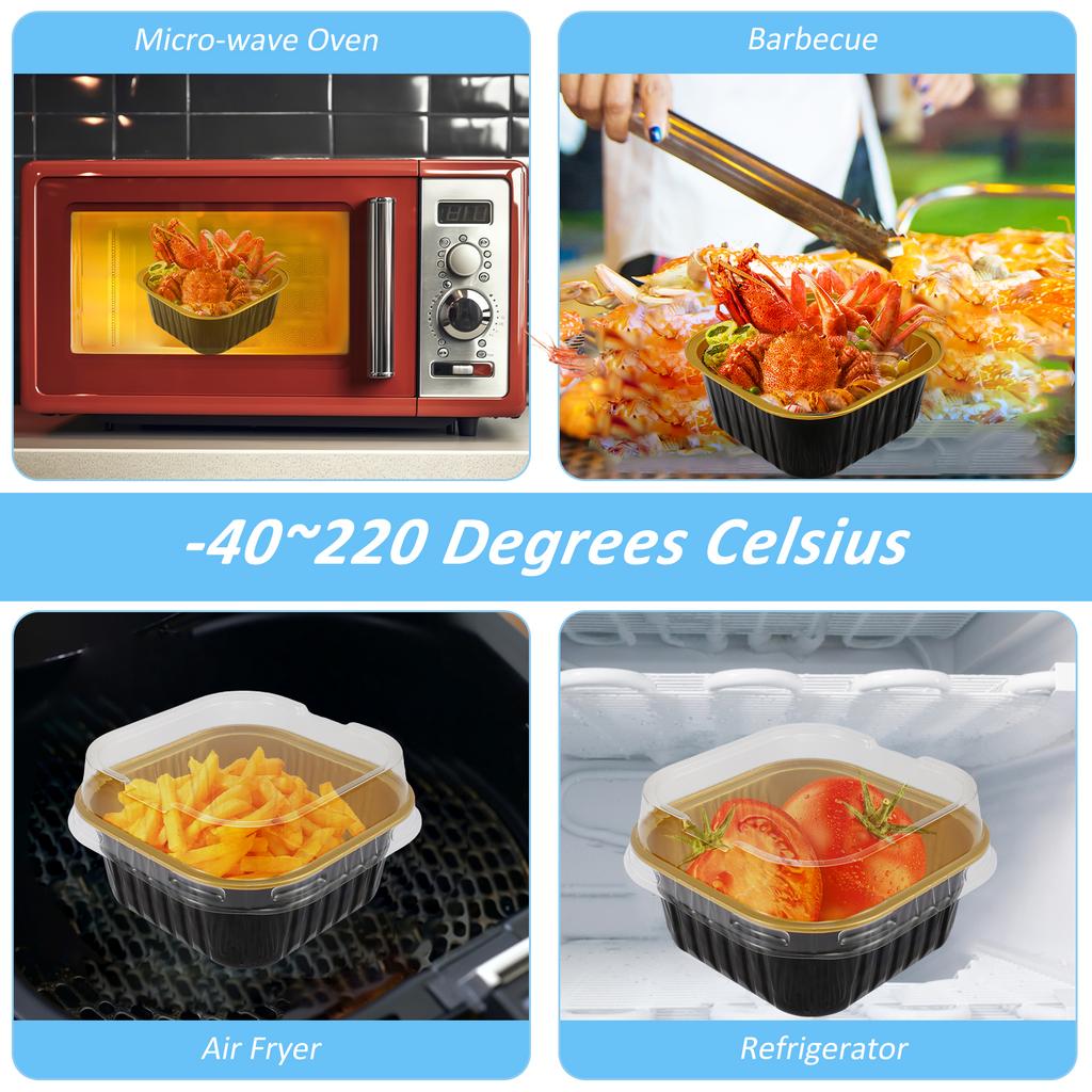 50Pcs Mini Baking Cups Aluminium Foil Cake Pans with Lids Spoons Cupcake Cups Muffin Liners Wedding Christmas Gatherings Parties