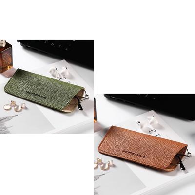 Japanese Top Layer Soft Leather Glasses Storage Bag, High-end Feel, Real Soft Leather Portable, Women's Leather Glasses Bag